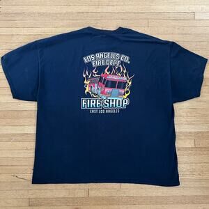 Fireman T Shirt Cotton Blend Preshrunk Navy tee Men's 3XL